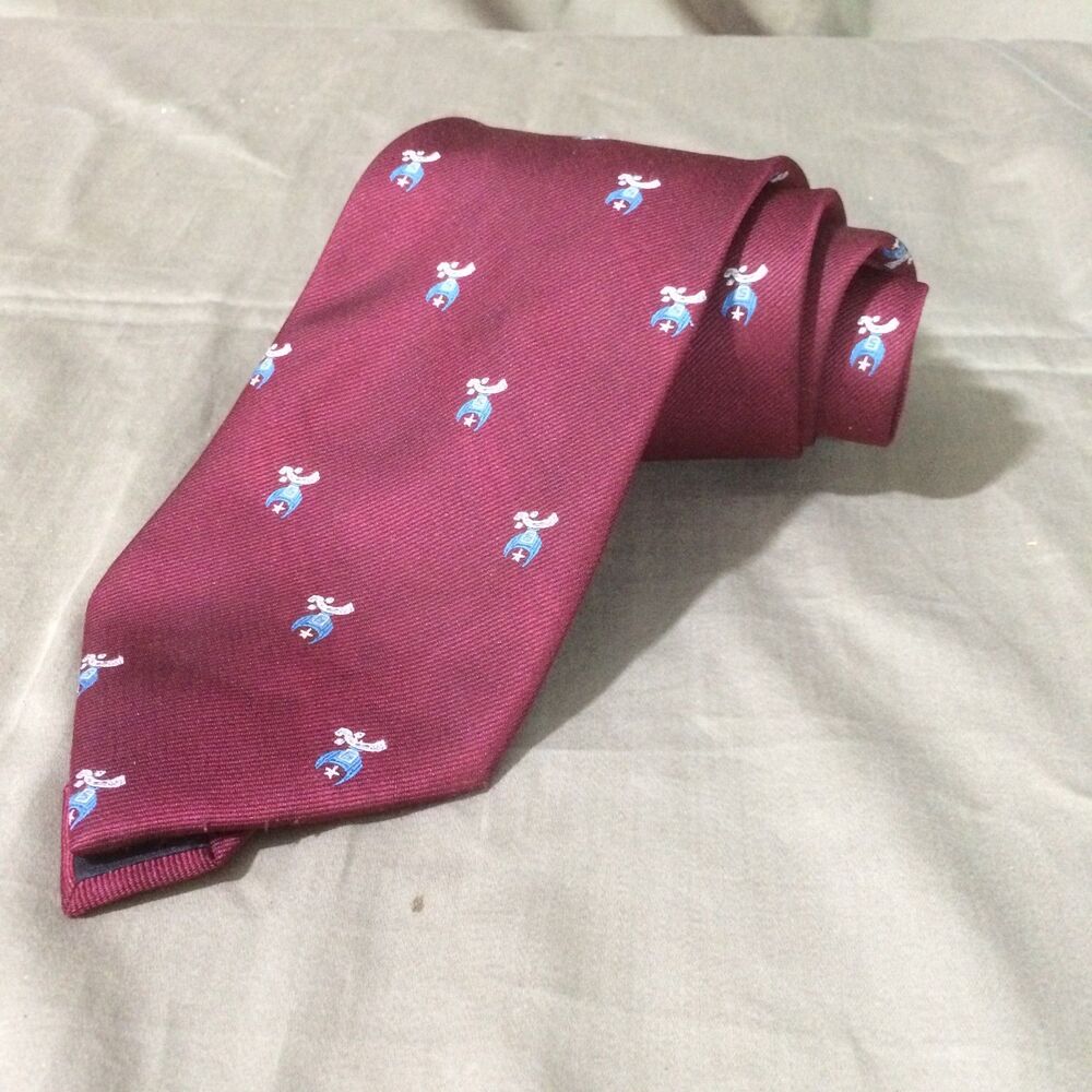 Vintage Michelle New York Paris Shriners Necktie Maroon Masonic Fraternal Tie